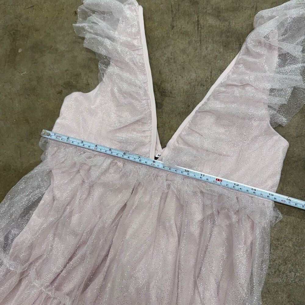Glinda Sparkly shimmery coquette tiered ruffle pink maxi dress - Picture 6 of 8